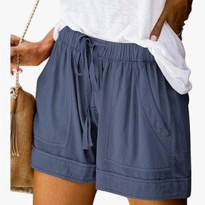 Amazon High Waist Blue Shorts with Elastic Waistband